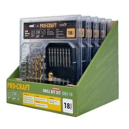 Sada vrtáků a bitů Procraft DBS-18 (1)
