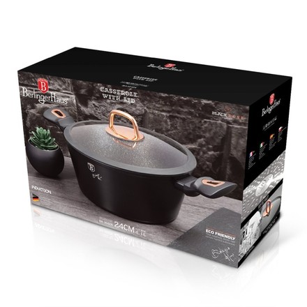 Kastrol s poklicí s mramorovým povrchem Berlingerhaus BH-8165 24 cm Black Rose Collection (10)