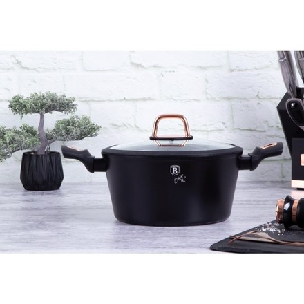 Kastrol s poklicí s mramorovým povrchem Berlingerhaus BH-8165 24 cm Black Rose Collection (14)