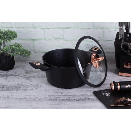 Kastrol s poklicí s mramorovým povrchem Berlingerhaus BH-8165 24 cm Black Rose Collection (19)