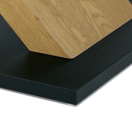 Moderní jídelní stůl Autronic Jídelní stůl 160x90x76 cm, deska s dekorem dub, černá kovová podstava (AT-3018 OAK) (9)