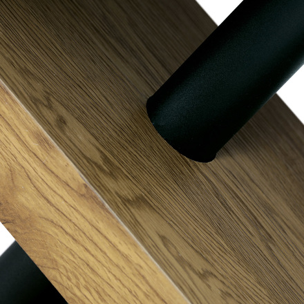 Moderní jídelní stůl Autronic Jídelní stůl 160x90x76 cm, deska s dekorem dub, černá kovová podstava (AT-3018 OAK) (10)