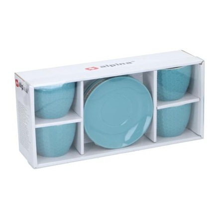 Šálky a podšálky Edco ED-224852svmo ALPINA sada 8ks světlemodrá