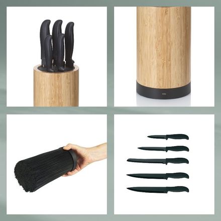 Sada nožů Kela KL-11283 ve stojanu Acida bambus černý 24,5cm 13,0cm (5)
