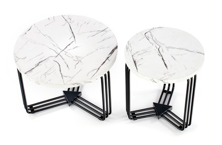 Konferenční stolek Halmar ANTICA M deska - bílá mramor, rám - černá (2p=1szt) (2 Karton)