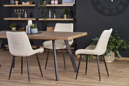 Moderní jídelní stůl Halmar BERLIN rozkládací 160/220 cm, deska - ořechová, rám - černá (1p=1szt) (27)