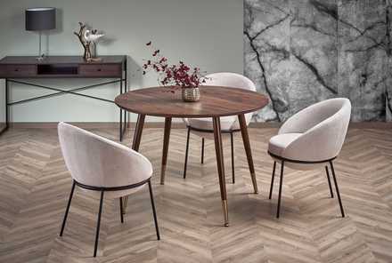 Moderní jídelní stůl Halmar DOMENICO deska - ořech, nohy - ořech / zlatá (2p=1szt) (2 Karton) (9)