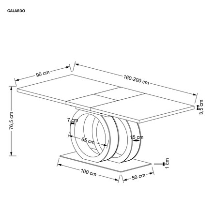 Moderní jídelní stůl Halmar GALARDO rozkládací, bílá / zlatá (3p=1szt) (3 karton) (7)