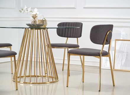 Moderní jídelní stůl Halmar LIVERPOOL deska - transparentní, nohy - zlatá (2p=1szt) (2 Karton) (5)