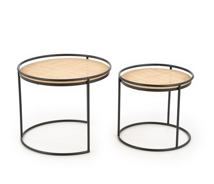 Konferenční stolky Halmar MANADO sestava černá / přírodní (1p=1szt)