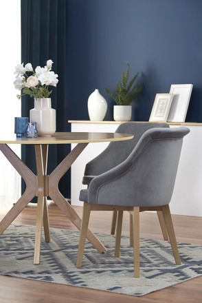 Dřevěný jídelní stůl Halmar NICOLAS kulatý dub přírodní (1p=1szt) (9)