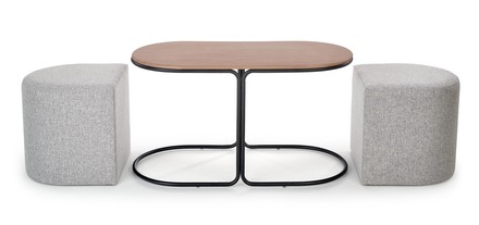 Konferenční stolek Halmar PAMPA se stoličkami deska: ořech, nohy: černá, konferenční stolek: šedá (1p=1szt) (2)