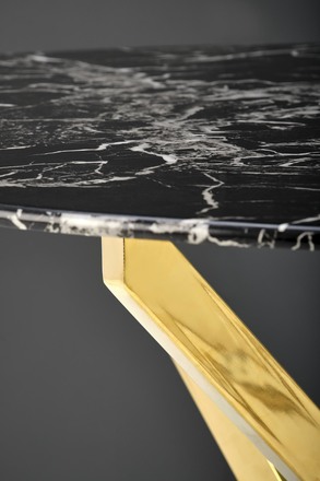 Moderní jídelní stůl Halmar RAYMOND 2 deska - černá mramor, nohy - zlatá (2p=1szt) (2 Karton) (8)