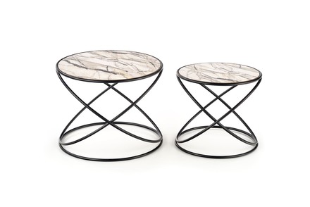 Konferenční stolky Halmar SUSANNA sestava, bílá mramor/černá (1p=1szt) (2)