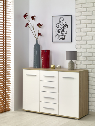 Komoda Halmar LIMA KM-4 dub sonoma / bílá (2p=1szt) (2 Karton) (1)