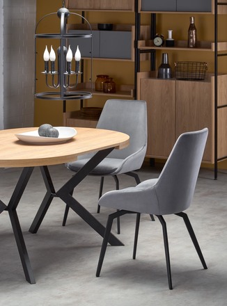 Moderní jídelní stůl Halmar PERONI rozkládací dub zlatá - černá (2p=1szt) (2 Karton) (7)