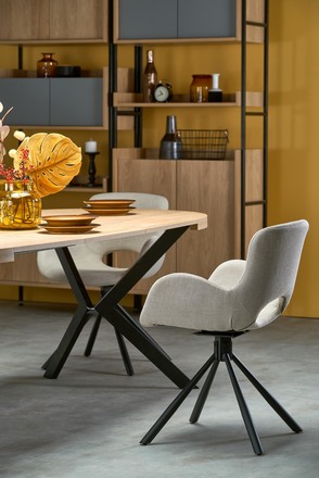 Moderní jídelní stůl Halmar PERONI rozkládací dub zlatá - černá (2p=1szt) (2 Karton) (5)