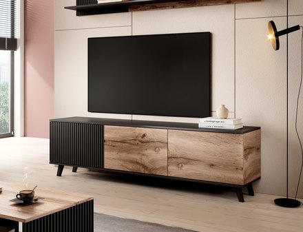 Televizní stolek Halmar RANDOM 180 cm dub wotan/černá (2p=1szt) (2 Karton) (9)