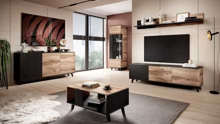 Televizní stolek Halmar RANDOM 180 cm dub wotan/černá (2p=1szt) (2 Karton) (7)