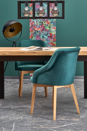 Moderní jídelní stůl Halmar TIAGO rozkládací 140-220/80 deska: dub, nohy: černá (3p=1szt) (3 karton) (7)