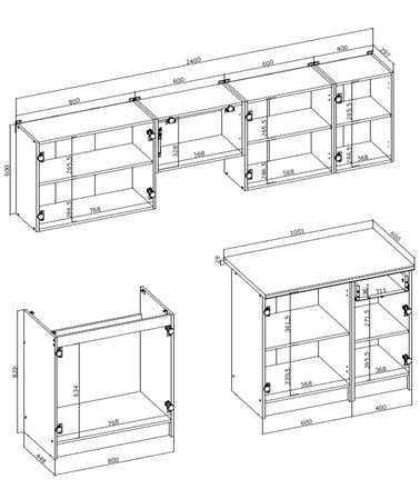 Kuchyňská linka Halmar DARIA 240 korpus: antracit, přední barva: dub (10 karton) (3)
