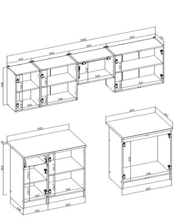 Kuchyňská linka Halmar KSENIA 240 korpus: antracit, přední barva: ořech / pistacja (10 karton) (2)