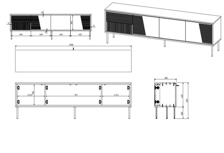 Televizní stolek Halmar ABI černá mat/ černá mat (2)