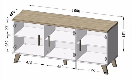 Komoda Halmar LOTTA 150 (3D) dub woatan/ černá (3)