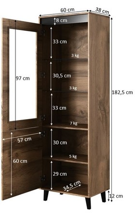 Vitrína Halmar NORD dub wotan/antracit (2)