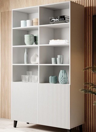 Regál Halmar PAFOS bílá mat/ bílá mat (2 Karton) (3)