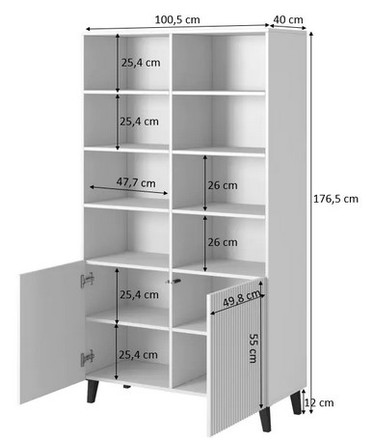 Regál Halmar PAFOS bílá mat/ bílá mat (2 Karton) (2)