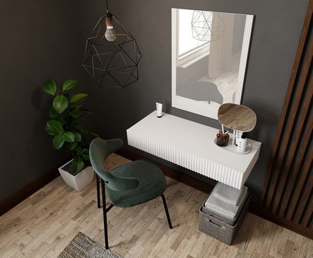 Toaletní stolek Halmar PAFOS bílá mat/ bílá mat (3)