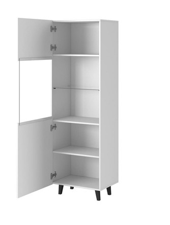 Vitrína Halmar PAFOS bílá mat/ bílá mat (2 Karton) (1)