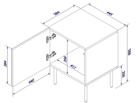 Noční stolek Halmar PALAZZO ( 2szt.=1kpl) černá mat/ dub (3)
