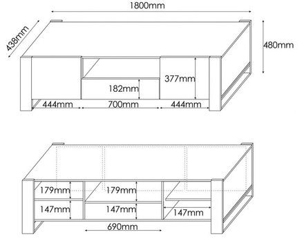 Televizní stolek Halmar WOOD stolek wotan/antracit (2 Karton) (4)