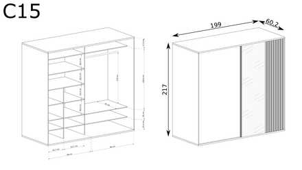 Šatní skříň Halmar CALI z lamelami C15 artisan (5 karton) (3)