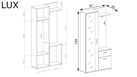 Šatní skříň Halmar LUX se zrcadlem sonoma (2 Karton) (2)