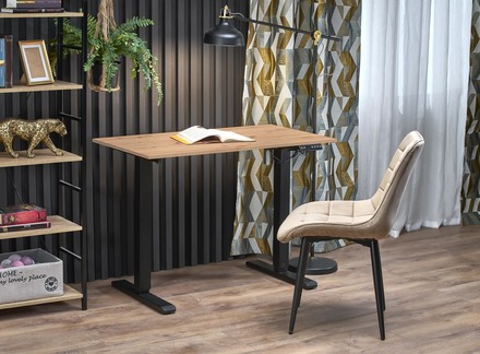 Psací stůl Halmar B53 s funkcí nastavení výšky, dub zlatá / černá (1p=1szt) (3)