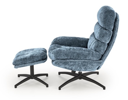 Křeslo s podnožkou Halmar DARIO s podnožkou oraz s funkcí houpání, modrá (1p=1szt) (3)