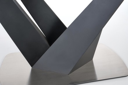 Moderní jídelní stůl Halmar PATRIZIO rozkládací deska - tmavě šedá, noha - černá (2p=1szt) (2 Karton) (5)