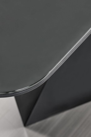 Moderní jídelní stůl Halmar PATRIZIO rozkládací deska - tmavě šedá, noha - černá (2p=1szt) (2 Karton) (6)