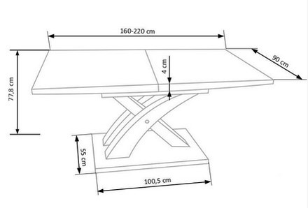 Moderní jídelní stůl Halmar SANDOR 2 šedá (3p=1szt) (3 karton) (3)