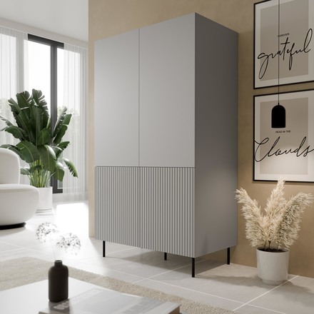 Šatní skříň Halmar ASENSIO S-1 jasně šedá, nohy: černá (2p=1szt) (2 Karton) (2)