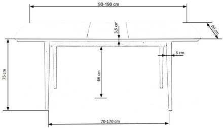 Moderní jídelní stůl Halmar BARRET barva deska - bílá mat, nohy - dub lefkas (90-190x80x75 cm) (1p=1szt) (13)
