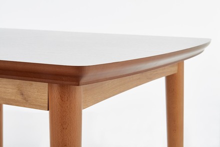 Moderní jídelní stůl Halmar BARRET barva deska - bílá mat, nohy - dub lefkas (90-190x80x75 cm) (1p=1szt) (4)