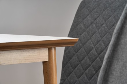 Moderní jídelní stůl Halmar BARRET barva deska - bílá mat, nohy - dub lefkas (90-190x80x75 cm) (1p=1szt) (11)