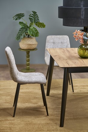 Moderní jídelní stůl Halmar GULIAN rozkládací, deska - dub wotan, nohy - černá (2p=1szt) (2 Karton) (14)