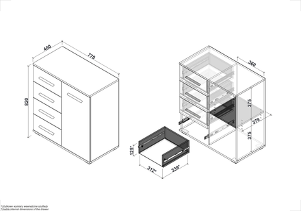 Komoda Halmar LIMA KM-2 bílá (1p=1szt) (1)