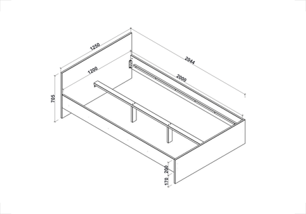 Jednolůžkové postel Halmar LIMA 120 dub sonoma (2p=1szt) (2 Karton) (1)