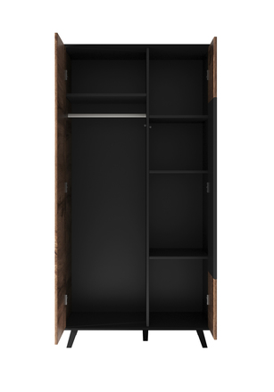 Šatní skříň Halmar RANDOM S-1 dub wotan/černá (3p=1szt) (3 karton) (3)